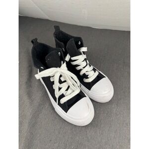 Wonder Nation Boys Girls Black Canvas High Top Sneakers Shoes Size 3
